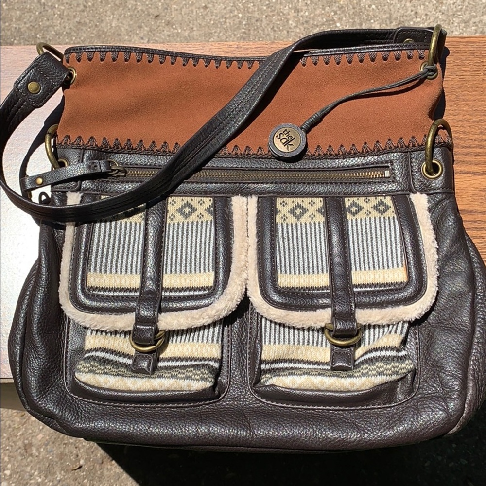Purse with suede and Alpine embellished pockets